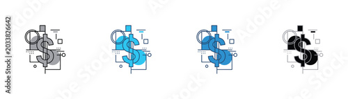 Dollar sign with geometric shapes and lines currency business commerce investment exchange abstract geometric illustration background creative structure connection
