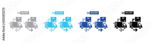 Foto Delivery truck icons with boxes and directional arrows delivery logistics shippi