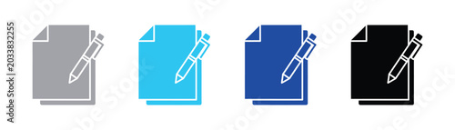 Foto Black and white vector illustration of a document with a pen document illustrati