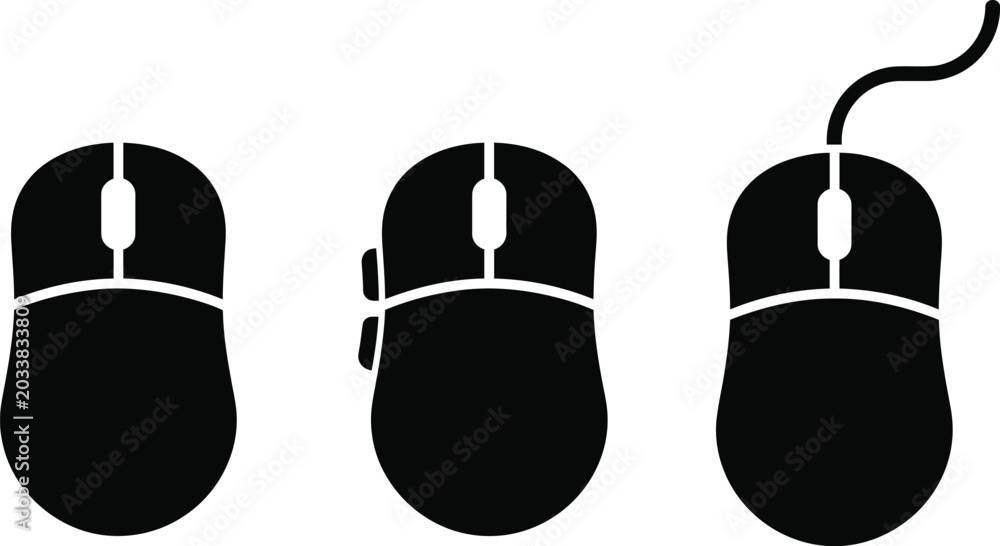 Fototapeta premium Computer mouse evolution three stages of design and connectivity