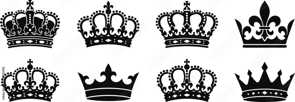 Obraz premium Collection of royal crown silhouettes