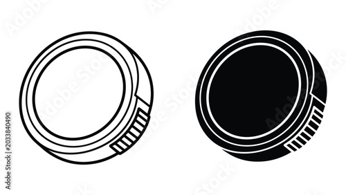 Konstfotografi Black and white circular icons with detailed line art and shading