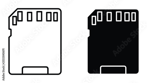 Foto Vector illustration of black and white sd card icons isolated on white backgroun
