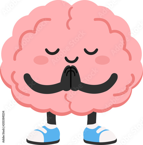 Cartoon brain character saying thank you, representing gratitude, kindness, positivity, and friendly communication. Ideal for education, social interaction, and motivational themes.