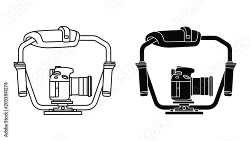 Schilderij op canvas Vector illustration of camera stabilizers in black and white on white background