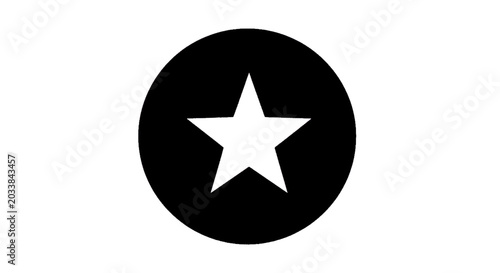Minimal black silhouette icon, simple flat vector, bold black shape, no, no shading black circle with a white star inside, simple geometric icon on a, flat icon style