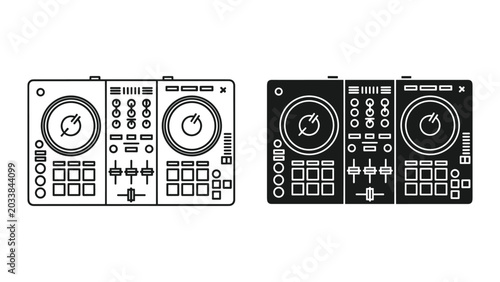 Cuadro en lienzo Dj controller equipment for music production and mixing isolated on white backgr