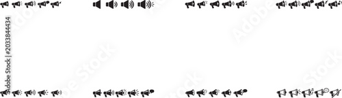 Bild auf Leinwand Flat megaphone icon set with electric loudspeaker symbols and sound waves in clean modern vector design