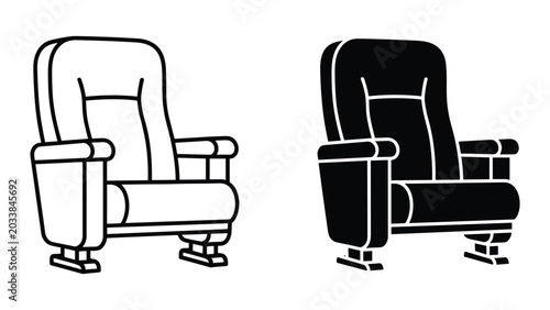Tableau sur toile Vector illustration of two recliner chairs in black and white on a white backgro