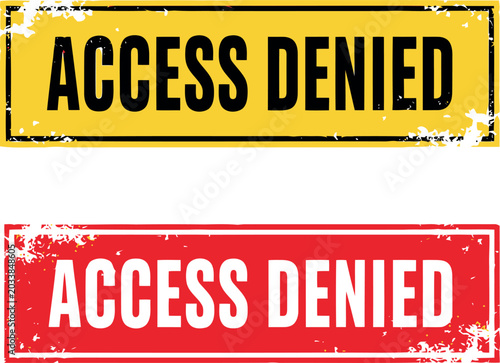 Tableau sur toile Access Denied Warning Signs in Yellow and Red Grunge Style