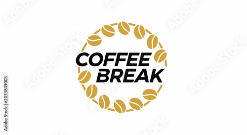 Schilderij op canvas Circular logo with coffee beans surrounding the words COFFEE BREAK