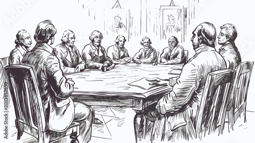 Vászonkép Business Meeting with Professionals Engaged in Strategic Discussion Around a Con