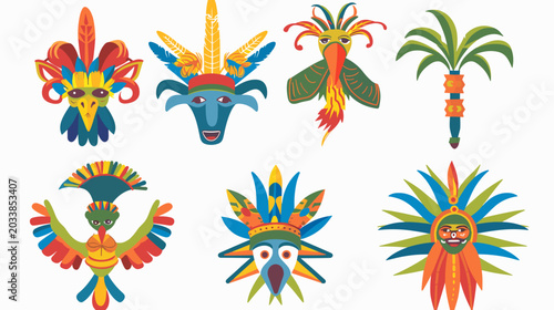 Fotografía Collection of Colorful Traditional Masks Representing Cultural Heritage and Myth