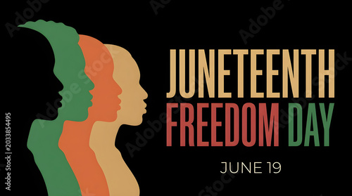 Juneteenth Celebration with Diverse Community and Freedom Symbols