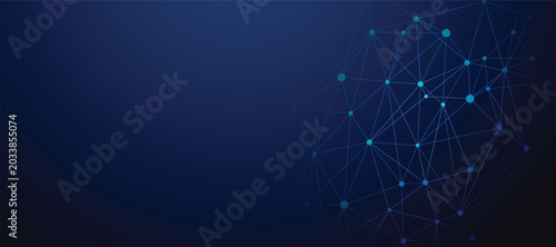 Abstract Blue Digital Network Connection Background with Futuristic Technology Lines and Dots Visualization for Data Communication and Cyber Space Design