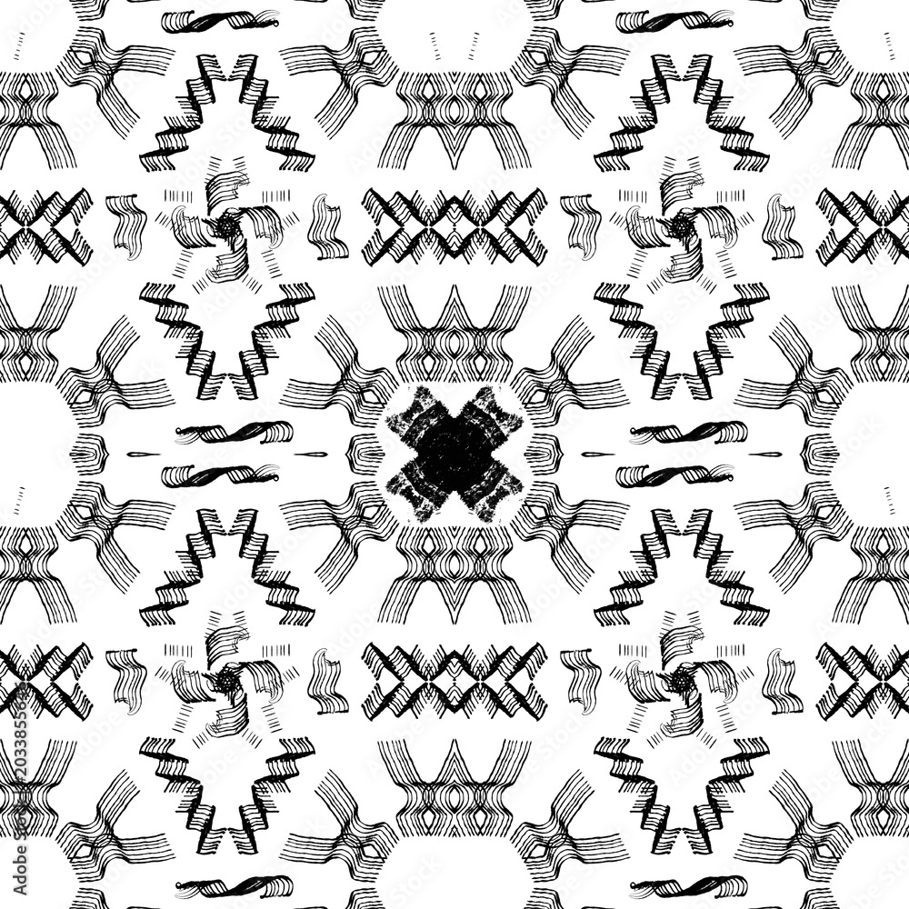 Fototapeta premium black-white flower seamless pattern