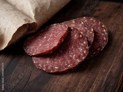 Slices of prosciutto crudo and gourmet cured meats served on a wooden board, antipasto appetizer concept