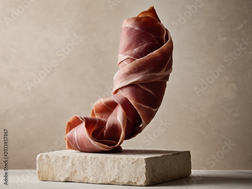 Slices of prosciutto crudo and gourmet cured meats served on a wooden board, antipasto appetizer concept