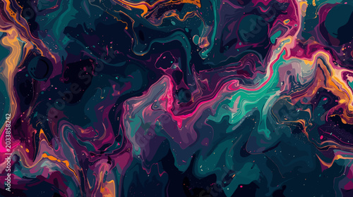 Foto Colorful Abstract Fluid Design with Vibrant Swirls and Deep Textures in Shades o