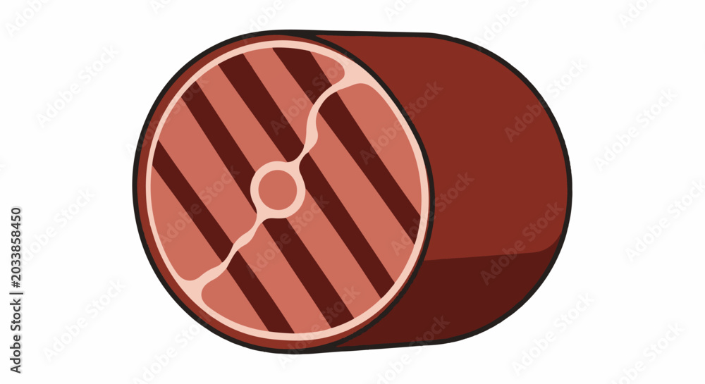 Obraz premium A stylized illustration of a thick cut of meat with visible marbling and bone