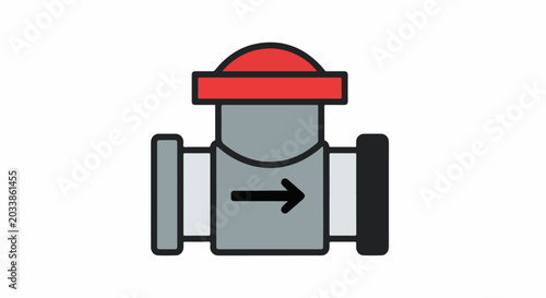 Stylized illustration of a flow meter with an arrow indicating direction