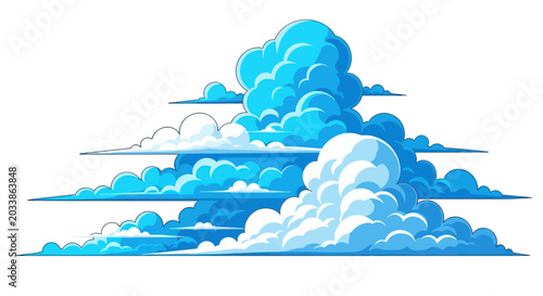 Tableau sur toile Vibrant Blue Sky Clouds Illustration