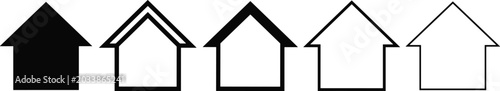 Konstfotografi Minimalist upward arrow icons with varied outline thickness and fill styles for