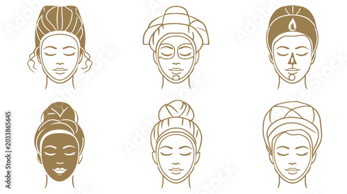 Photos Diverse Portraits of Women with Traditional Hairstyles and Elegant Expressions i