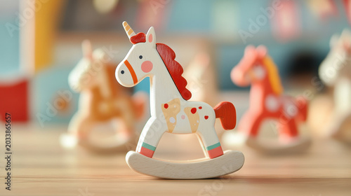 Wooden Unicorn Rocking Horse Toy Close-up