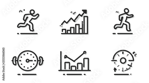 Canvas Print Dynamic Illustration of a Runner with Growing Graph Representing Fitness Progres