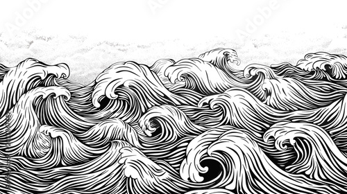 Obraz na płótnie Dynamic Swirling Waves in Monochrome Displaying Nature's Force and Elegance
