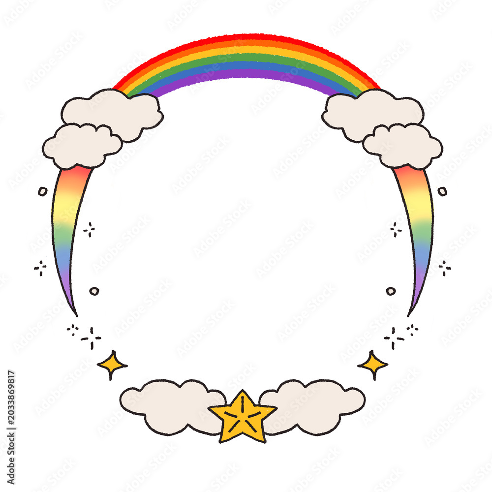 Obraz premium frame with rainbow and clouds
