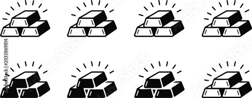 Tableau sur toile Set of isometric three dimensional stacked cubes with light rays shining from ab