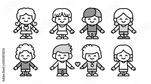 Fotografía Group Of Diverse Cartoon Children Smiling Together In A Creative And Playful Env
