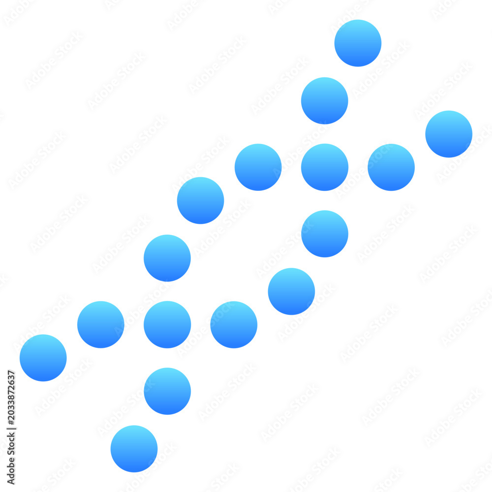Fototapeta premium Abstract DNA helix icon composed of gradient spheres forming a genetic chain. Modern science symbol representing biotechnology, molecular structure, laboratory research and genetics study
