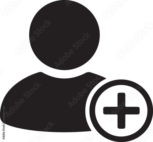 Quadro su tela User avatar icon with add contact plus symbol for social networking and contact