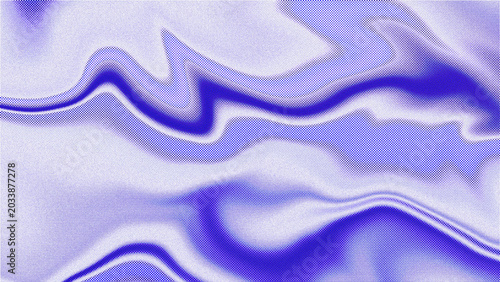 Abstract blue and white liquid grainy gradient background with retro halftone dot texture