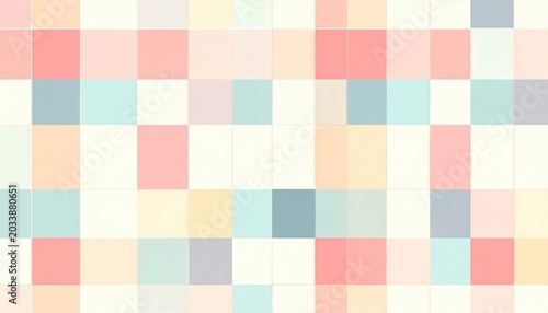 Soft Pastel Geometric Square Pattern Arranged on Minimal Abstract Background