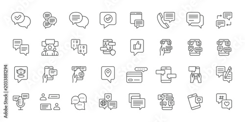 Messaging Platform icons in line design. messaging, platform, chat, message, communication, app, notification on white background vector. Messaging Platform editable stroke icon