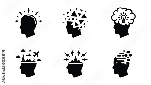 Obraz na płótnie Collection of various microchip and processor icons in line art style for tech a