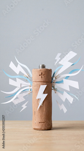 Paper lightning bolts and copper coil energy concept