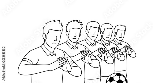 Photos Soccer players standing together, clapping hands, football team unity, sportsman