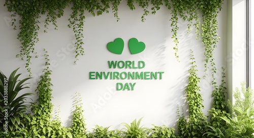 World Environment Day green leafy wall decoration