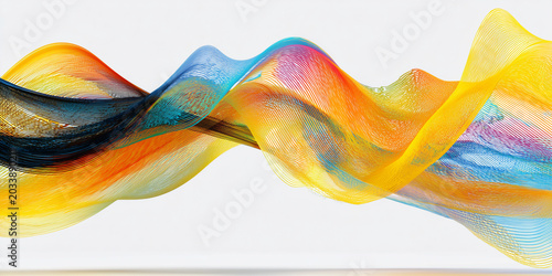 The Ribboned Spectrum: Three Waves of Color in Motion, ai generated.