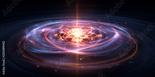 Radiant Core of Creation: Spirals, Particles, and the Fire of the Smallest Worlds, ai generated.