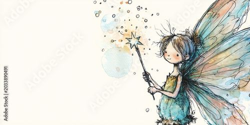 The Wand‑Lit Whisper: A Tiny Fairy in Soft Pastel Magic, ai generated.
