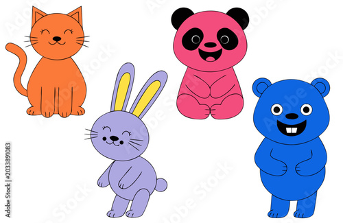animal stickers collection cute flat design vectors for kids baby shower patterns and children decor