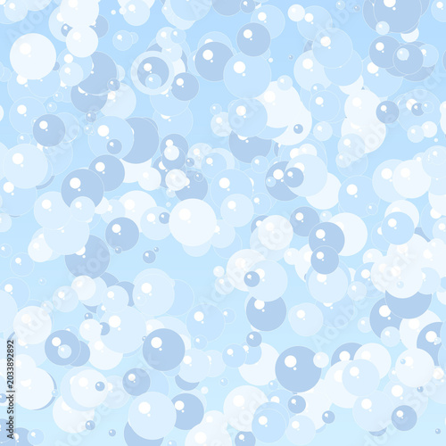 Abstract light blue water bubbles pattern, fresh soap foam background