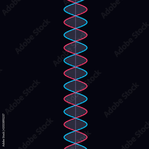 Abstract DNA double helix structure illustration on black background