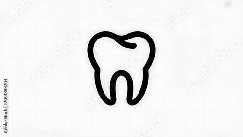Tooth icon, dental symbol, black outline, simple illustration, medical sign